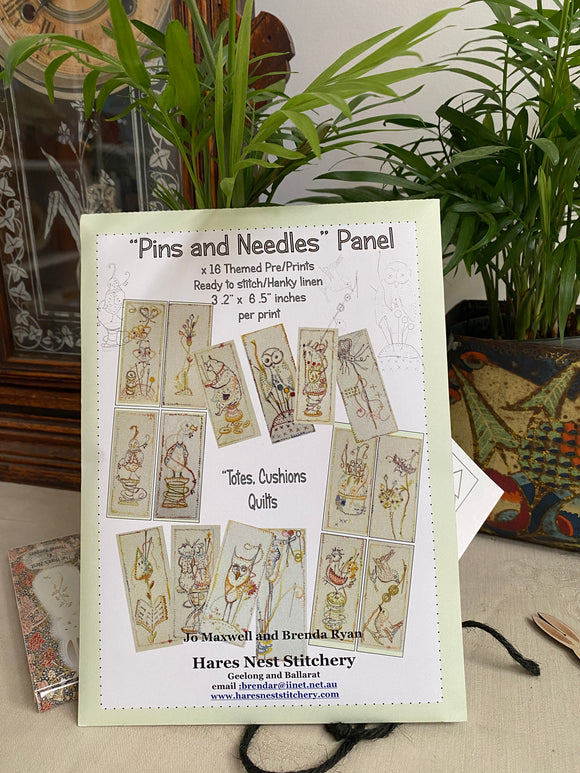 Hare's Nest Stitchery~ Pins and Needles~Panel & Booklet