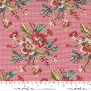 Leather & Lace and Amazing Grace~  Floral Needlepoint~pink