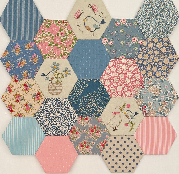 Fig 'n Berry Creations~ Little Bluebird Hexagons- BOM~ 12 months