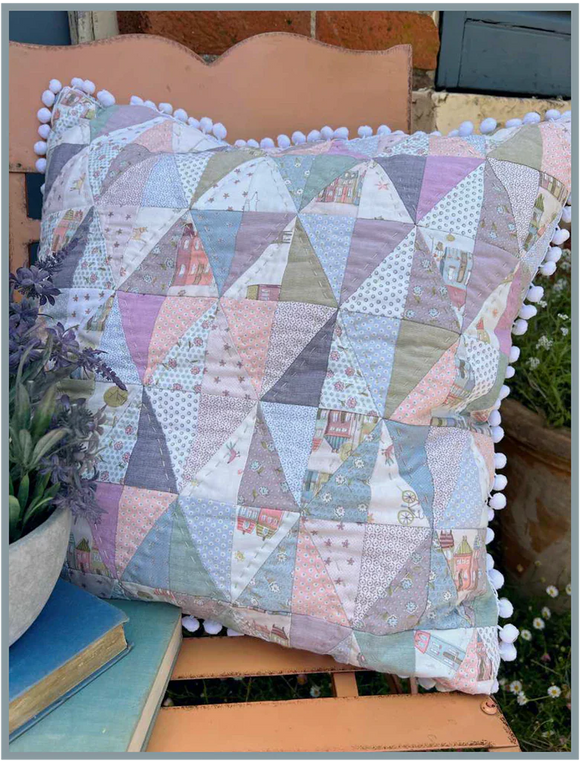 Hatched & Patched ~Sidewalk Cushion~ pattern & fabric kit