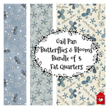 Gail Pan "Butterflies & Blooms" Bundle of 5 Fat Quarters