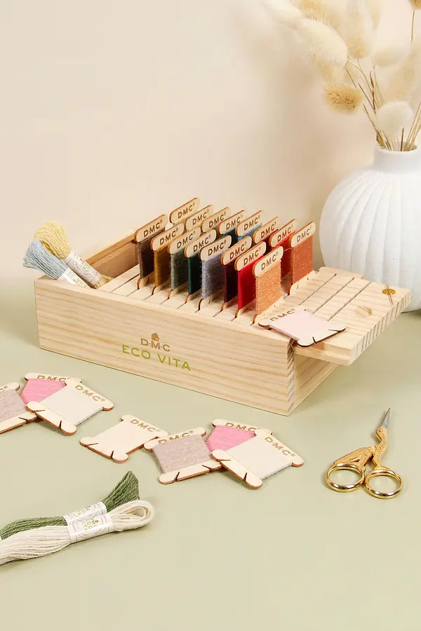 DMC ~ Eco Vita Wooden thread box with 24 bobbins – MillyMac Supplies