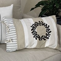 Jenelle Kent of Pieces to Treasure~mini wreath pillow pattern & towelling fabric