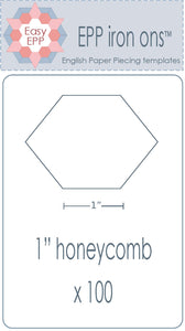 Hugs'n Kisses~ EPP Iron-Ons ~1 inch Honeycomb x 100 pack