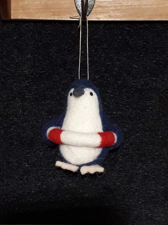 Little Blue Penguin~ with a life ring~ hanging ornaments