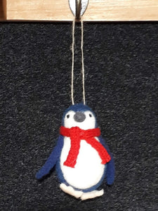 Little Blue Penguin~ woolly scarf~ hanging ornaments