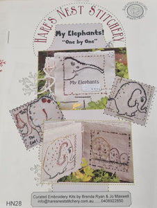Hare's Nest Stitchery  ~My Elephants! "One by One" Textile Book~curated pack