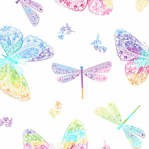 Rainbow Garden~Rainbow Butterflies ~ White
