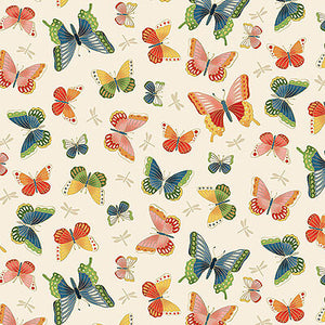 Michiko~ Butterflies Cream~ Japanese fabric