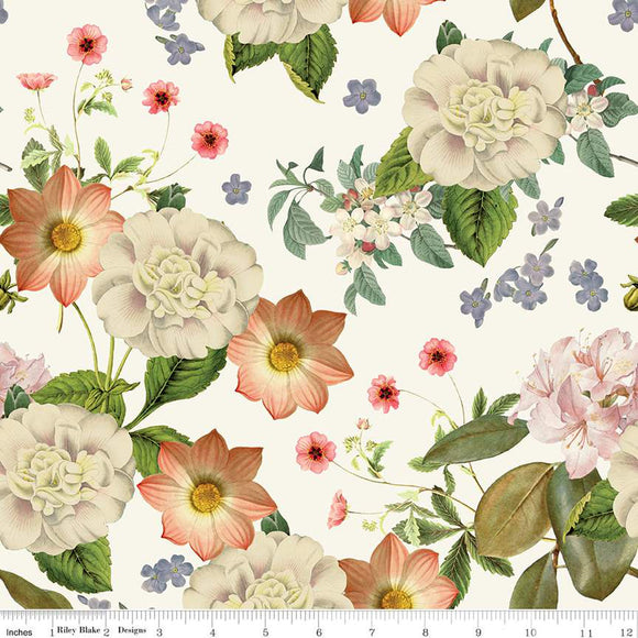 Springtime ~ Cream Floral~digitally-printed