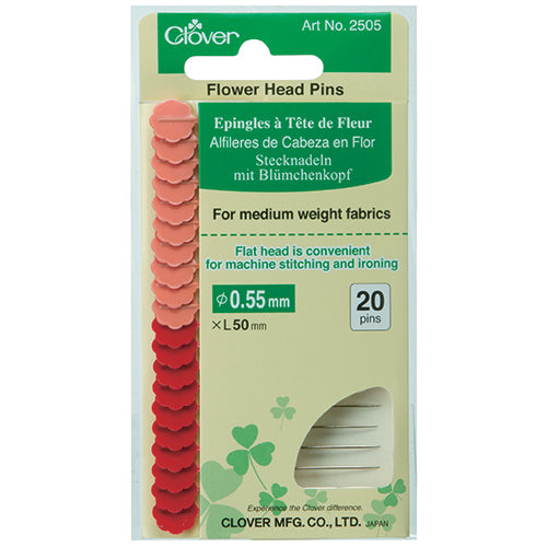 Clover Flower Head Pins~0.55 x 50mm x 20, Red