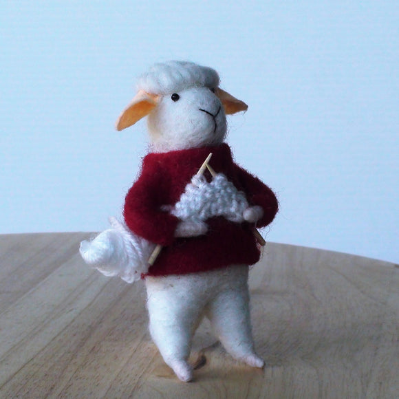 Devon Knitting Sheep~ standing ornament