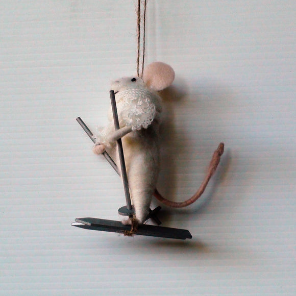 Dobson Skier Mouse~ hanging ornament