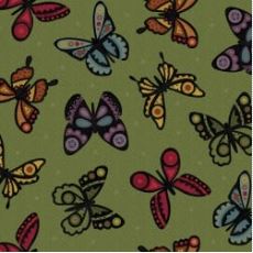 Bonnies Butterflies~flannel~green