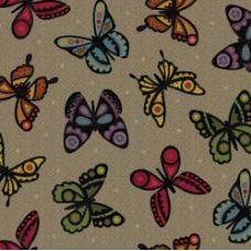 Bonnies Butterflies~flannel~tan