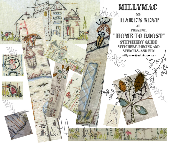 Home to Roost~ Mystery Stitchery BOM~ Hare's Nest & MillyMac Studio~7 Months