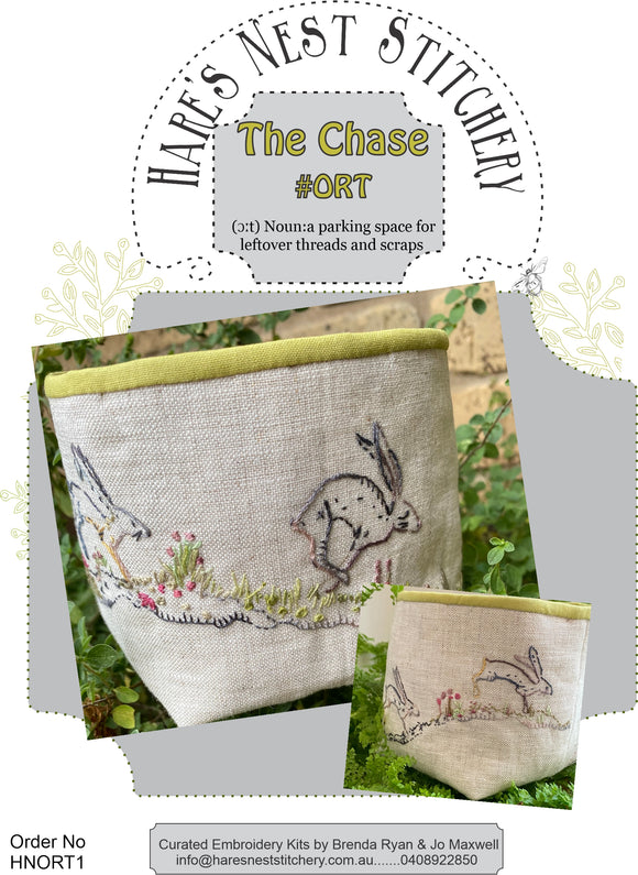 Hare's Nest Stitchery~  The Chase Ort ~Pattern & preprinted linen