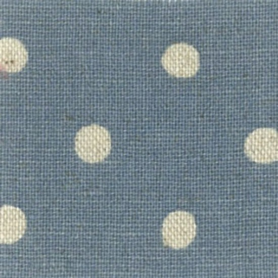 Linen~blue with white dots/spots