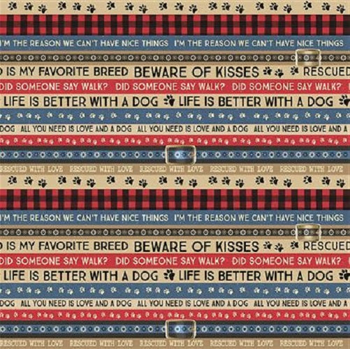 A Dog's Life- word stripe~ multi colour